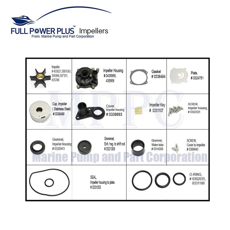 Full Power Plus Water Pump Repair Kit Replacement With Housing for Johnson Evinrude V4 V6 V8 85-300HP Outboard Motor Parts 5001594 - Image 2